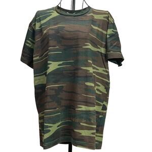Code Five Crew Neck T-Shirt Top Adult  Medium Green Woodland Camouflage Short Sl